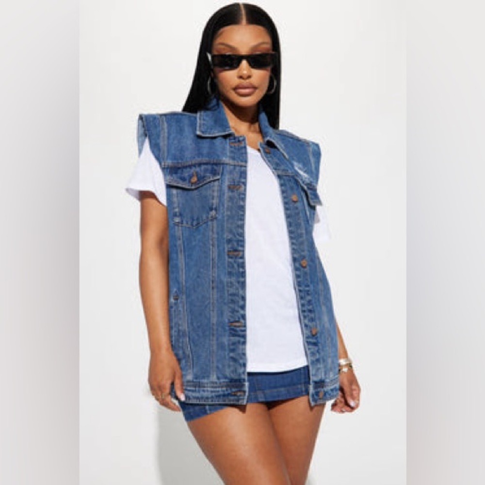 Fashion Nova Ribbed boyfriend jean vest